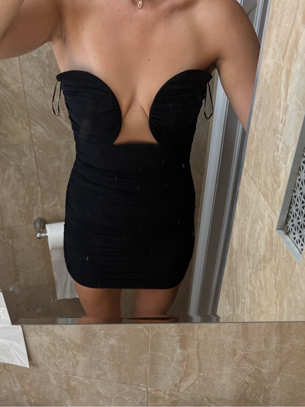 Strapless Black Mini Bodycon Dress